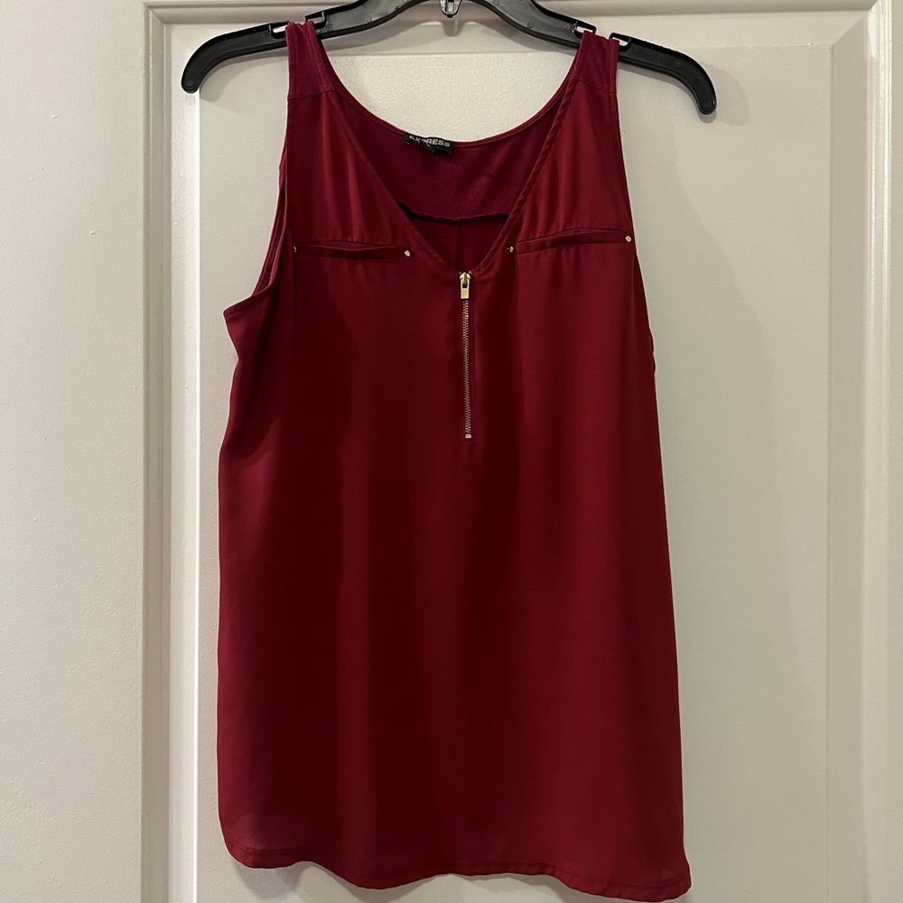 Express Maroon Blouse Tank Top